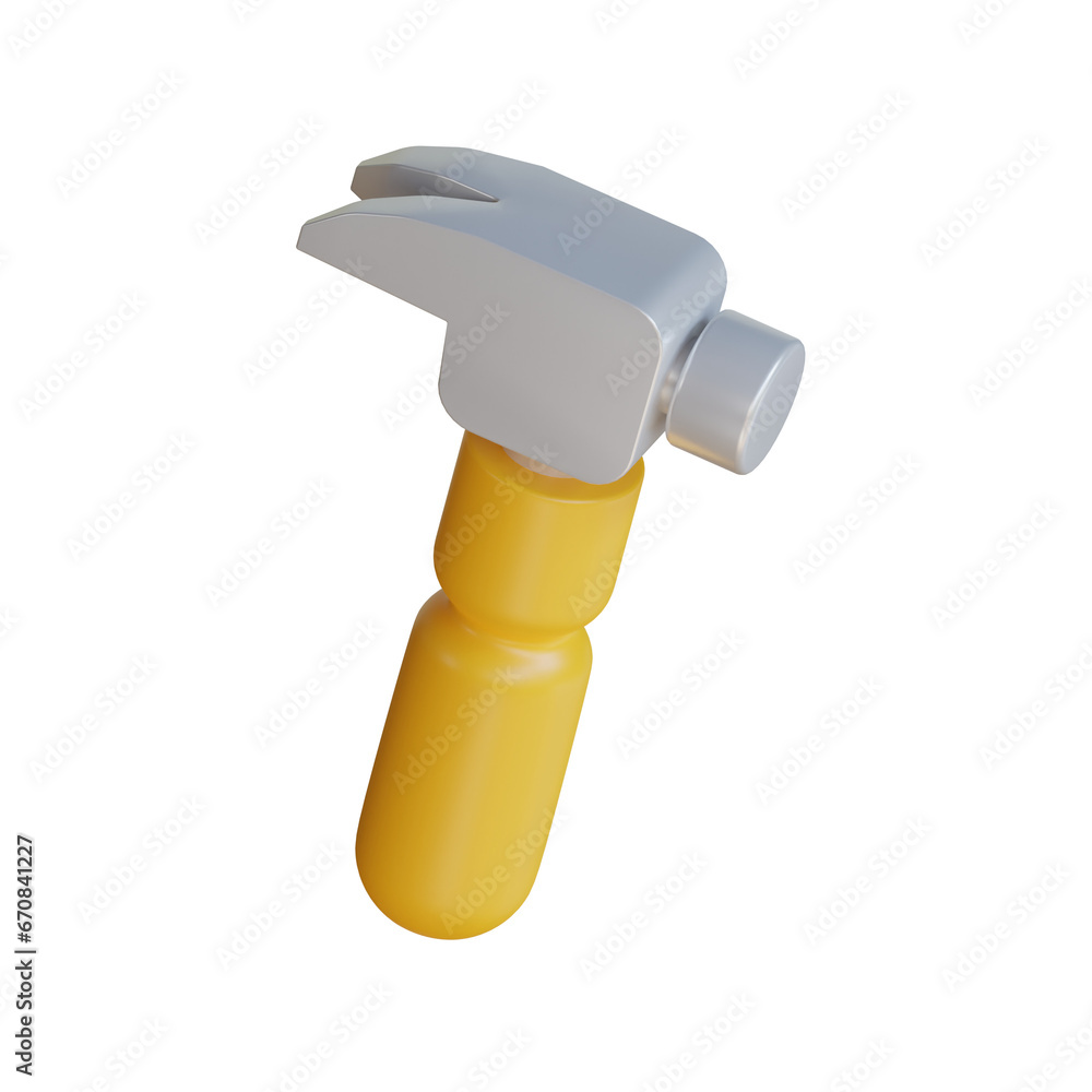 Poster 3d model of standard claw hammer for construction work.ergonomic claw hammer 3d model with comfortab