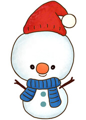 snowman, christmas time, small illustration for your happy time decorate.