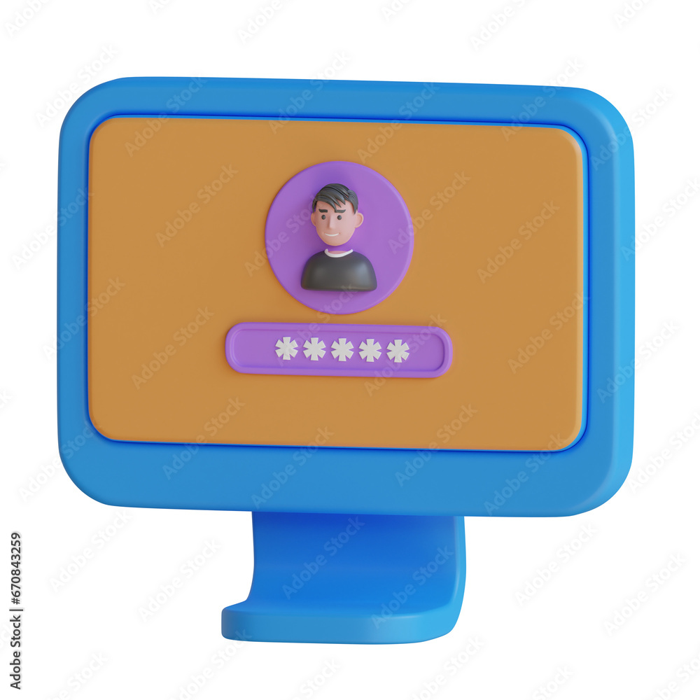 Poster account on laptop in an attractive 3d model. 3d model of an account on laptop suitable. 3d illustrat
