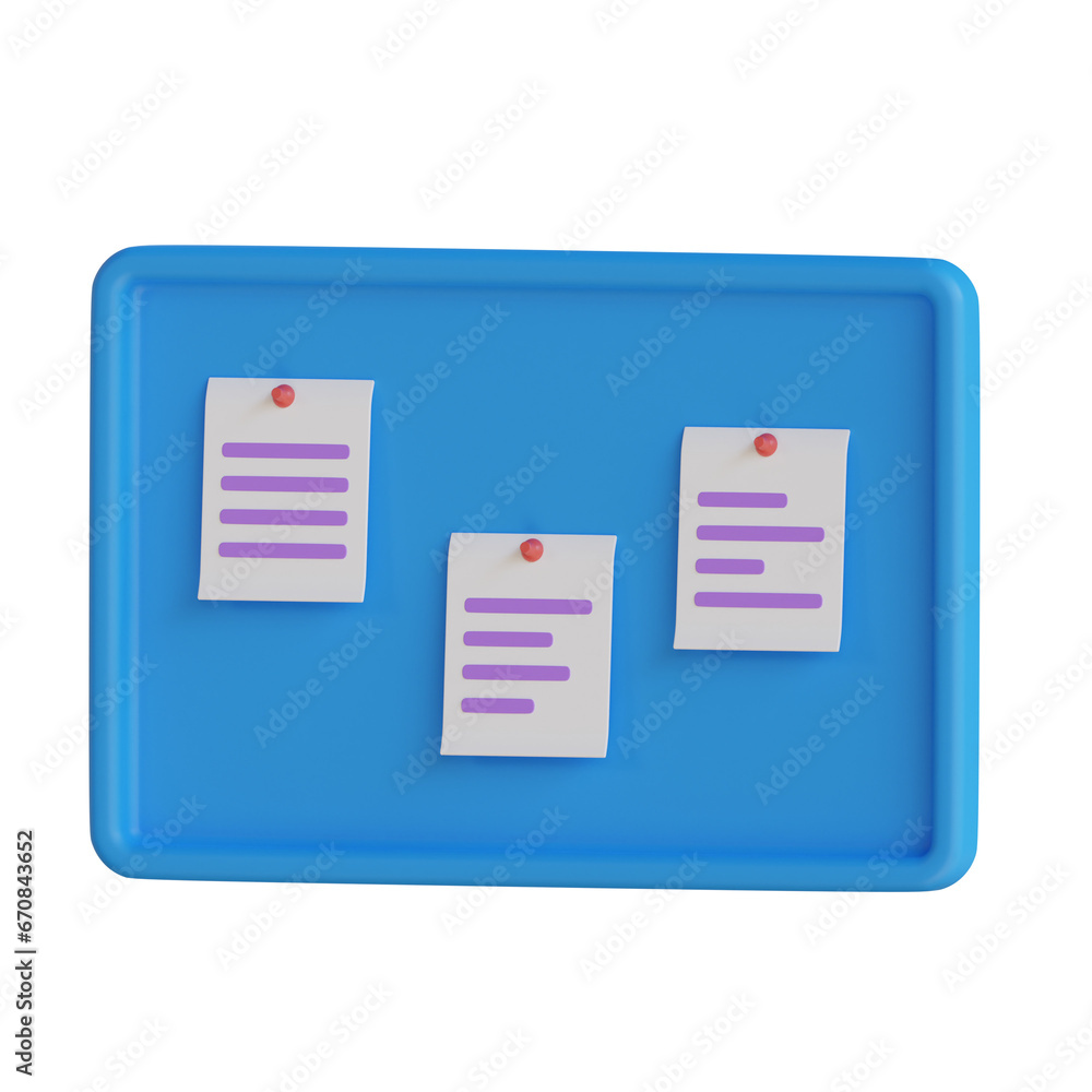 Poster blue bulletin board with an attractive 3d model. 3d model of a blue bulletin board ideal for school.