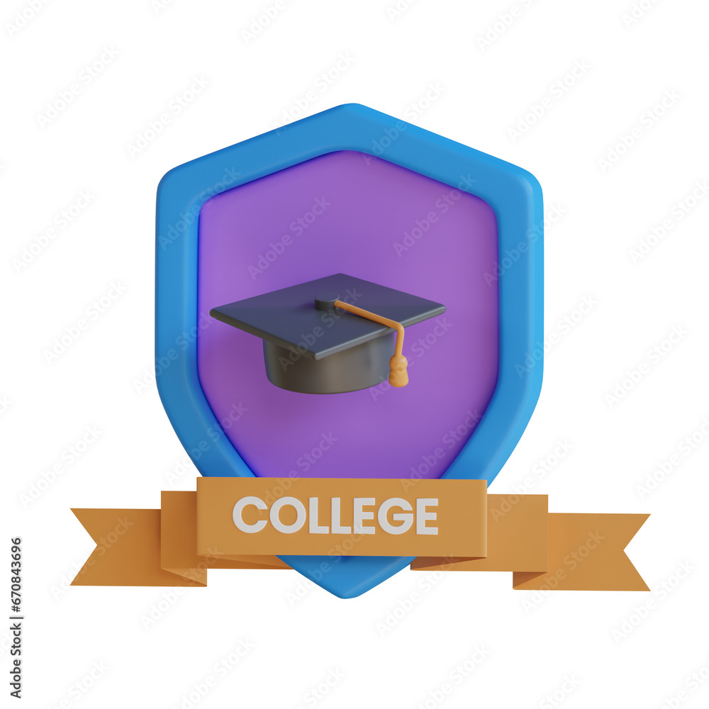 Poster purple college with an attractive 3d model. 3d model of a purple college ideal for educational. 3d i