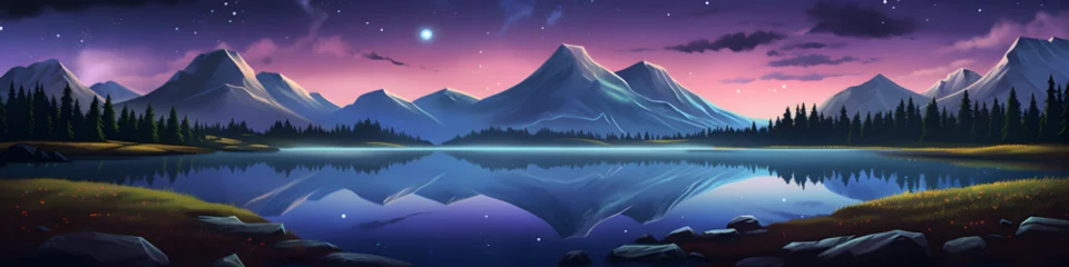 Gardinen Meteor lake landscape illustration background © AhmadSoleh