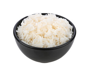 Rice in black bowl on transparent png