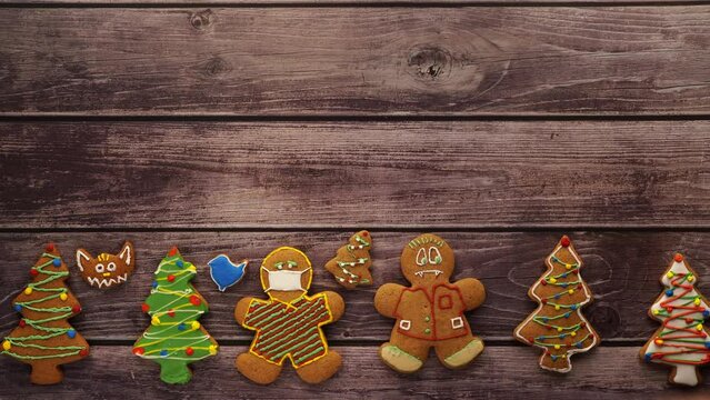 Ornament placement for gingerbread christmas background