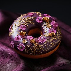 beautifully decorated donut - closeup