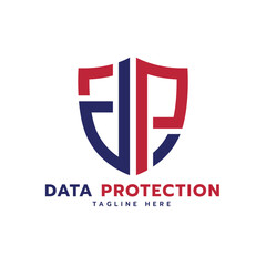 Fototapeta premium DP logo monogram letter mark creative idea with shield shape , data protection logo design
