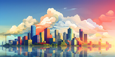 Cityscape with sky illustration background