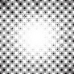 Halftone gradient sun rays pattern. abstract halftone vector dots background. monochrome dots pattern. pop art, comic small dots. star rays halftone poster. shine, explosion. sunrise rays background.