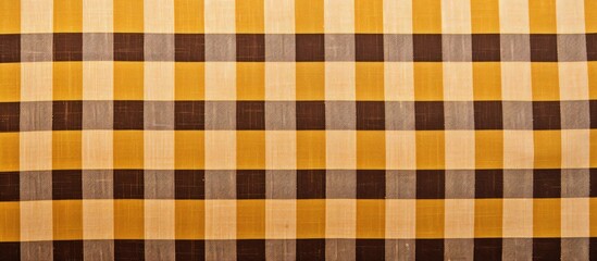 Checkered textile background for design purposes with a yellow brown color scheme