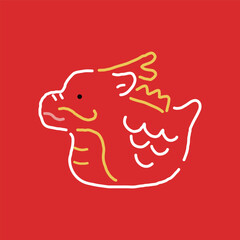 辰年のシンプルな線画イラスト素材