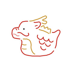 辰年のシンプルな線画イラスト素材