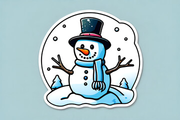 snowman, rudolphdeer ,santa -gift-snow--sticker-2d-cute-fantasy-dreamy-vector, Generative Ai