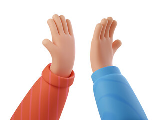 High five hands gesture. Teamwork business success. Winning congratulations, celebration of win, unity, togetherness. Colleagues friendship. 3D rendered Illustration © Nadezhda
