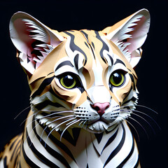 Jungle Splendor: Crafting the Grace and Elegance of Ocelots in the Art of Paper Sculpture.(Generative AI)