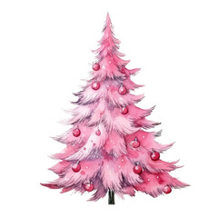 watercolor pink christmas decoration clipart