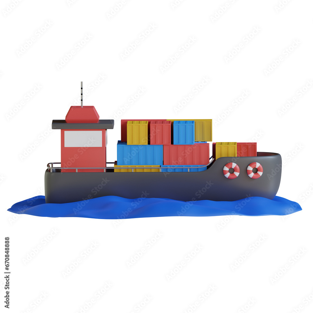 Poster 3d transportation model with various types of vehicles and infrastructure. 3d illustration, 3d eleme
