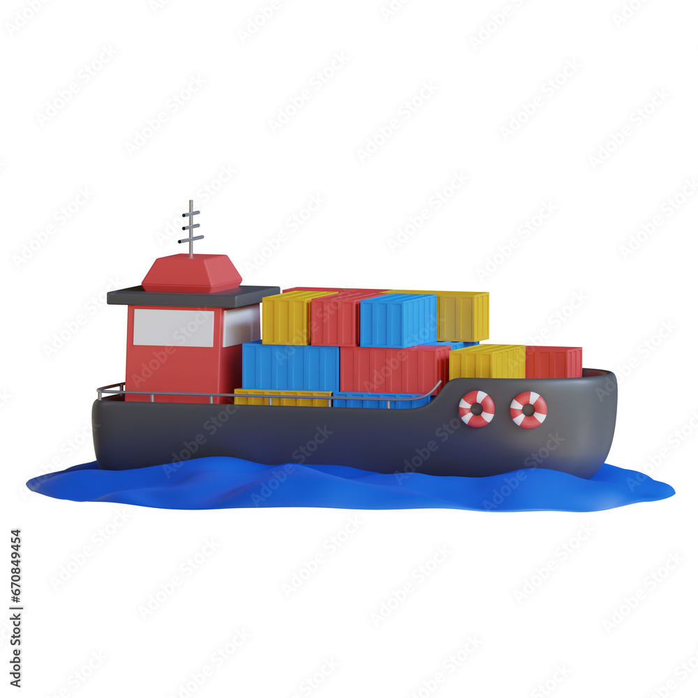 Poster 3d transportation model with various types of vehicles and infrastructure. 3d illustration, 3d eleme