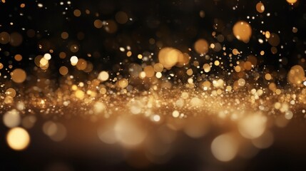 Abstract dark golden bokeh Christmas background