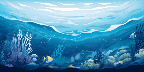 Fototapeta na wymiar Nature sea landscape illustration background