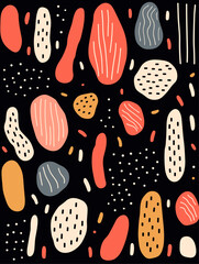 Lines dots shapes seamless pattern background. Good for fashion fabrics, children’s clothing, T-shirts, postcards, email header, wallpaper, banner, posters, events, covers, and more.