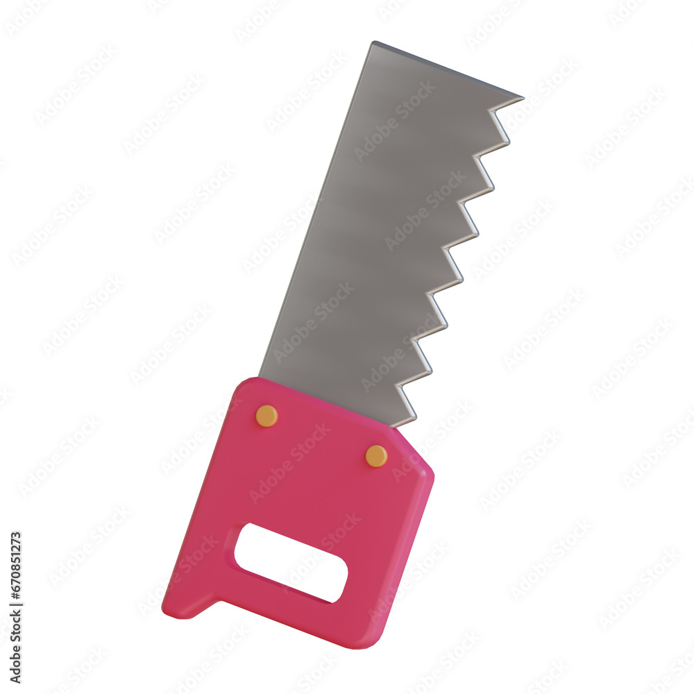 Aufkleber 3d pink saw with ergonomic design and captivating color for craft projects. 3d illustration, 3d elem