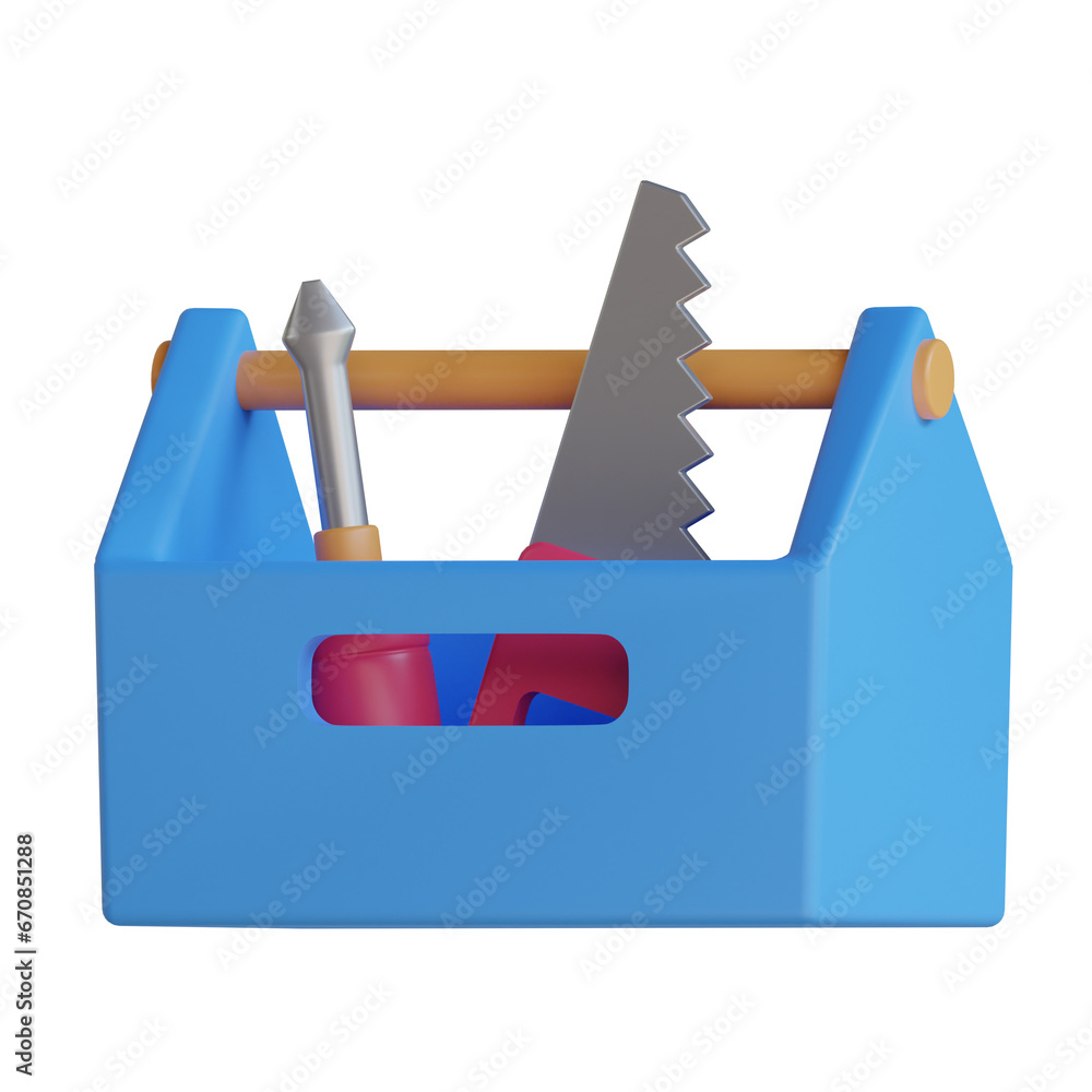 Poster 3d blue toolbox with spacious storage compartments and sturdy lid. practical storage solution. 3d il
