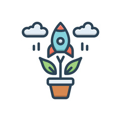 Color illustration icon for growth