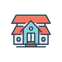 Color illustration icon for home