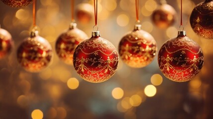 Fototapeta na wymiar Red and gold Christmas ornaments