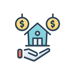 Color illustration icon for mortgage