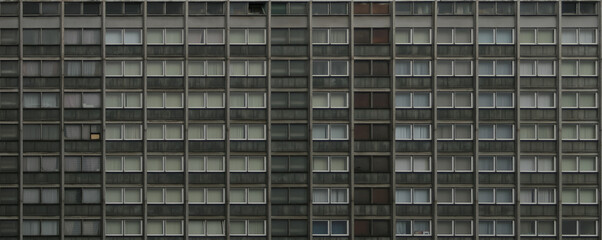 Windows of a modern office building. Panoramic view of the facade.