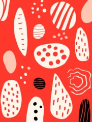 Muurstickers Lines dots shapes floral seamless pattern background. Good for fashion fabrics, children’s clothing, T-shirts, postcards, email header, wallpaper, banner, posters, events, covers, and more. © TasaDigital