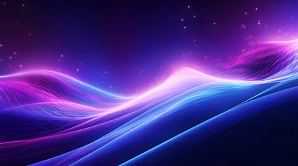 Fototapeta na wymiar blue and purple wavy background, smooth waves, dynamic motion light trails, futuristic banner or background
