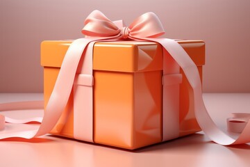 Pastel orange cardboard box with a pastel pink tape seal, promoting secure and colorful packaging, Generative AI 
