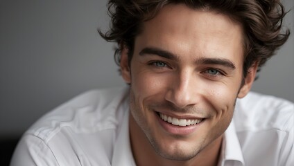 Vibrant Smile: Close-Up Portrait of a 25s American Man