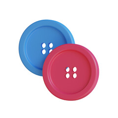 Red Blue Buttons 3D with an Attractive Color Combination for Sewing Projects or Crafts.
3d illustration, 3d element, 3d rendering. 3d visualization isolated on a transparent background