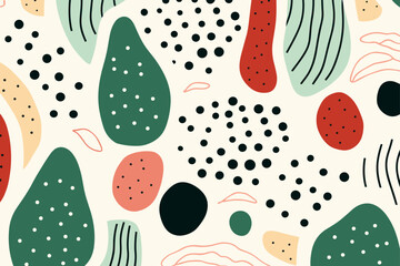Colorful lines dots shapes floral seamless pattern background. Good for fashion fabrics, children’s clothing, T-shirts, postcards, email header, wallpaper, banner, posters, events, covers, and more.