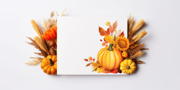 Thanksgiving card mockup, top view