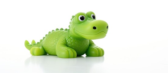 crocodile toy on a table color green