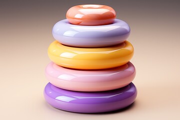 Fototapeta na wymiar Pastel lavender stacking rings toy, fostering fine motor skills and spatial awareness, Generative AI