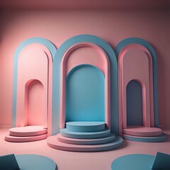 product display 3d podium with geometric abstract background made with Generative AI