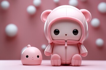 Pastel pink baby doll, a charming and nurturing companion for young caregivers, Generative AI