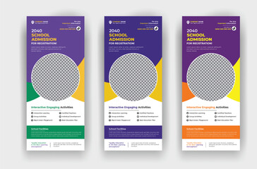 Back to School admission for registration education study roll up standee banner template