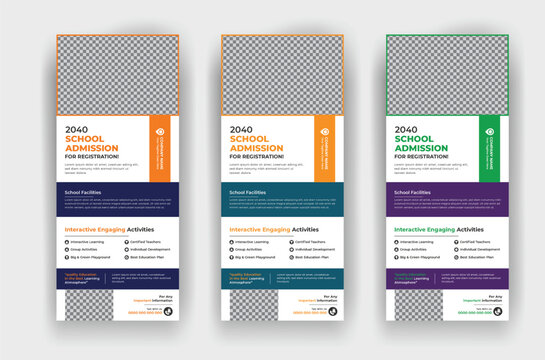Back to School admission for registration education study roll up standee banner template