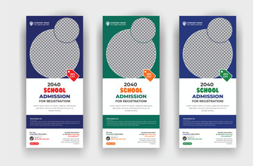 School admission education roll up standee banner template