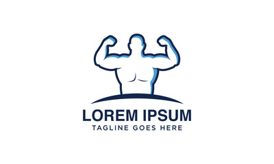 muscular male fitness logo design