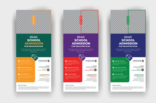 School admission education roll up standee banner template