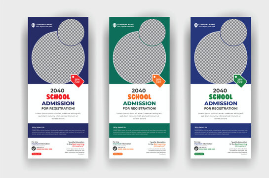 School admission education roll up standee banner template