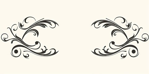 Fototapeta premium Vintage elegance. Ornate floral design on white background for invitations and labels. Timeless charm. Calligraphic ornaments in classic decorative frames. Victorian style design for certificates