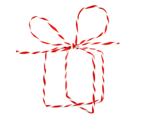 Christmas gift box made from red and white rope. christmas concept on isolated white background